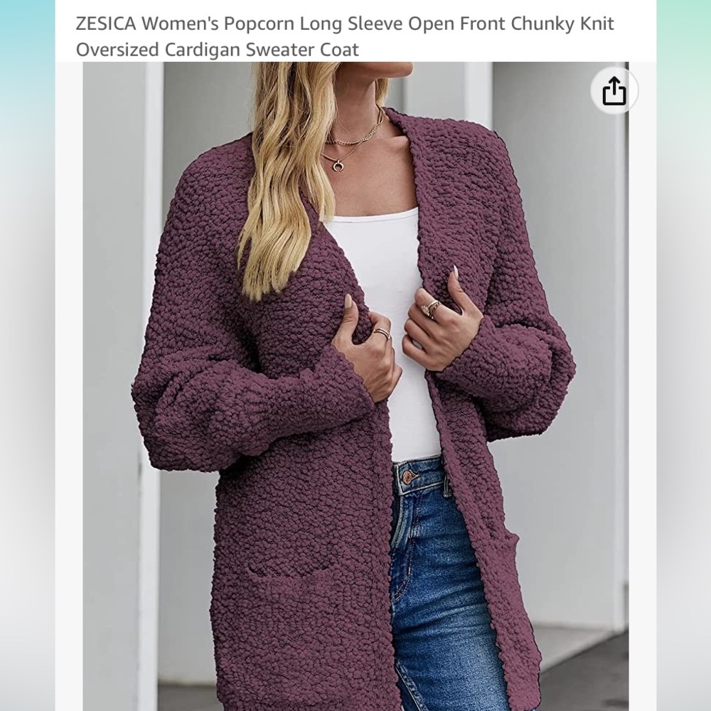 Zesica Mauve Popcorn Cardigan